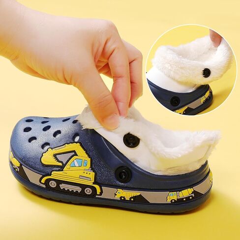 Meidiastra Kids Fur Lined Clogs Shoes Slip On Garden Shoes Non Slip House Home Slippers for Boys Girls in Saudi Arabia
