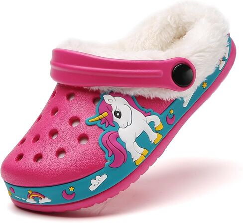 Meidiastra Kids Fur Lined Clogs Shoes Slip On Garden Shoes Non Slip House Home Slippers for Boys Girls in Saudi Arabia