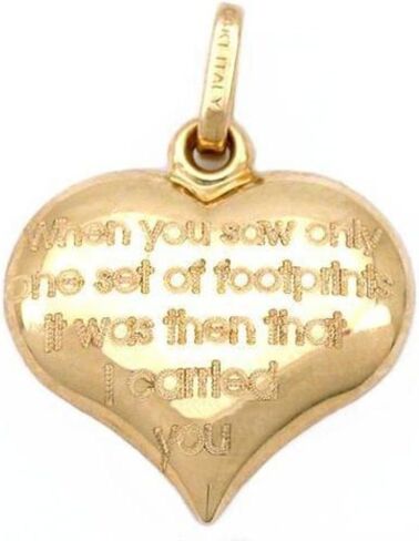 14k Gold Footprints Cross Heart Charm Religious Jewelry in Saudi Arabia