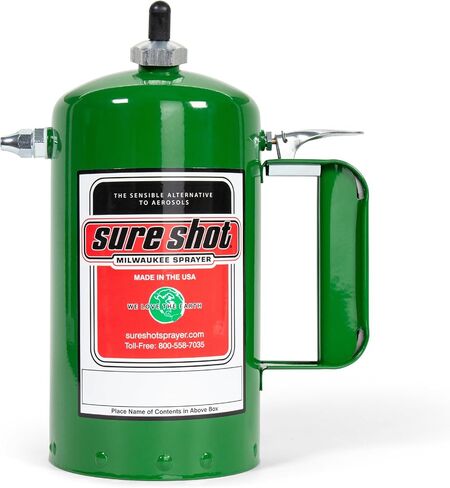 SURE SHOT A1000G 1-Quart Non Aerosol Sprayer - Refillable Pressurized Sprayer Can for Oil, Solvent, Degreasers, Lubricants - Rechargeable Steel Canister with Brass Nozzles - Made in The USA - 32oz. in Kuwait