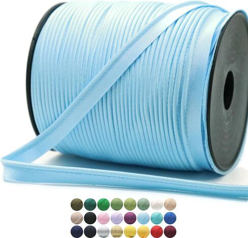 Luxury Satin Piping Trim - 10 Yards - 25+ Colors - Mink Color Satin Shiny Double Fold Piping Bias Tape Binding Lip Cord Welting Cord with Spool for Sewing Clothing Trimming Upholstery SP266810… in Kuwait