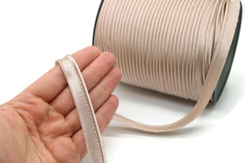 Luxury Satin Piping Trim - 10 Yards - 25+ Colors - Mink Color Satin Shiny Double Fold Piping Bias Tape Binding Lip Cord Welting Cord with Spool for Sewing Clothing Trimming Upholstery SP266810… in Kuwait