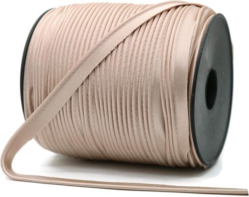 Luxury Satin Piping Trim - 10 Yards - 25+ Colors - Mink Color Satin Shiny Double Fold Piping Bias Tape Binding Lip Cord Welting Cord with Spool for Sewing Clothing Trimming Upholstery SP266810… in Kuwait
