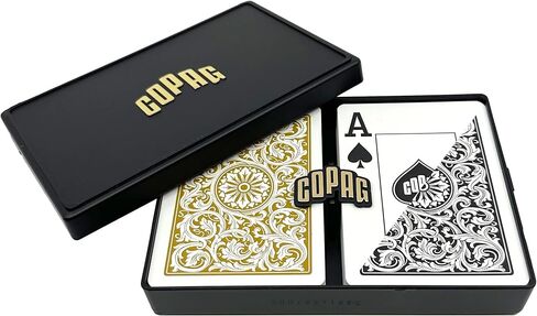 Copag 1546 Design 100% Plastic Playing Cards, Poker Size (Standard) Black/Gold (Jumbo Index, 1 Set) in Saudi Arabia