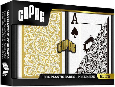 Copag 1546 Design 100% Plastic Playing Cards, Poker Size (Standard) Black/Gold (Jumbo Index, 1 Set) in Saudi Arabia