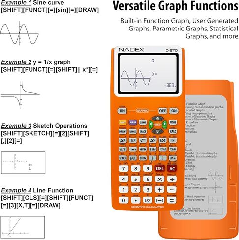 Scientific Calculator with Graphing, Includes Carrying Case, for College and High School Students, Calculus, Algebra, Geometry, Trigonometry, Statistics, Physics, Chemistry, Black in Kuwait