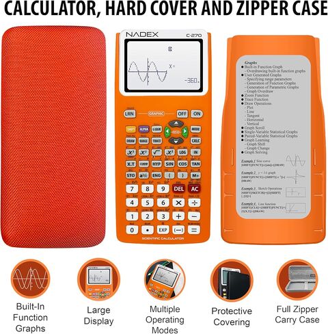 Scientific Calculator with Graphing, Includes Carrying Case, for College and High School Students, Calculus, Algebra, Geometry, Trigonometry, Statistics, Physics, Chemistry, Black in Kuwait