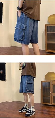 Unisex Y2K Baggy Jean Shorts Hip Hop Cargo Pants Shorts Loose Fit Denim Shorts Streetwear in Saudi Arabia