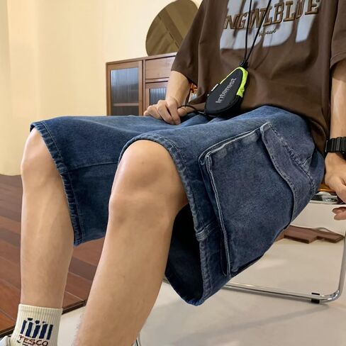 Unisex Y2K Baggy Jean Shorts Hip Hop Cargo Pants Shorts Loose Fit Denim Shorts Streetwear in Saudi Arabia