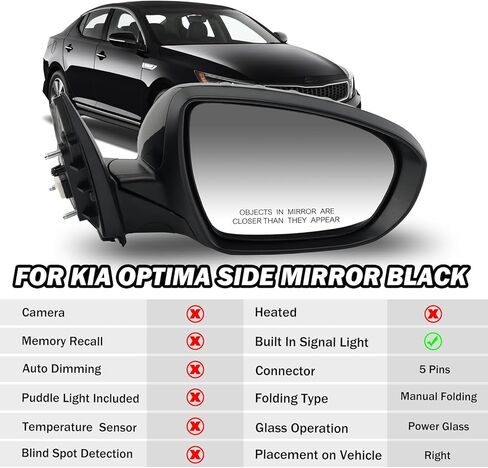 لكيا أوبتيما 2011 2012 2013 الطاقة مع إشارة الانعطاف مرآة رؤية الباب الجانبي للراكب الأيمن (أبيض) in Kuwait