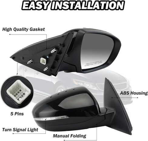 لكيا أوبتيما 2011 2012 2013 الطاقة مع إشارة الانعطاف مرآة رؤية الباب الجانبي للراكب الأيمن (أبيض) in Kuwait