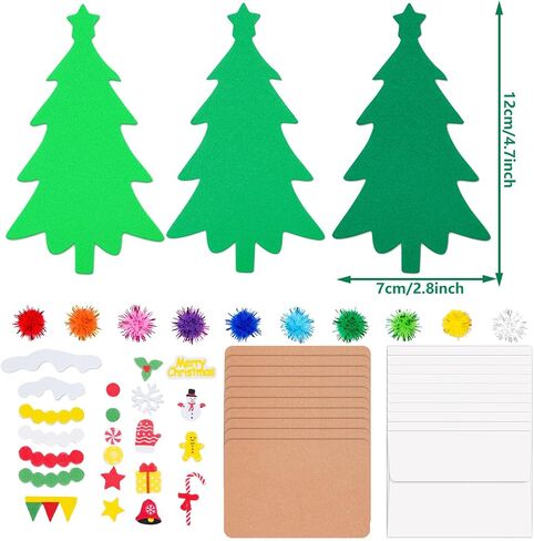Whaline 420Pcs Christmas Card Making Craft Kit with Xmas Tree Pom Pom Stickers & Envelopes Handmade Invitation Greeting Card Supplies for Holiday DIY Crafts Party Decor in Saudi Arabia
