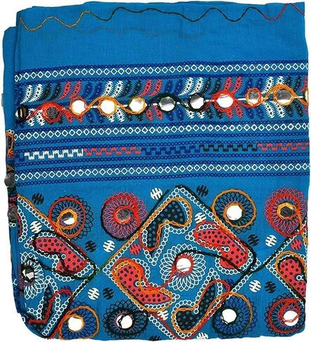 وشاح نسائي من Trend Rajasthani مصنوع من القطن بمرآة Sippi Work Phulkari Dupatta، وشاح Dupatta مطرز من Kutch للنساء in Saudi Arabia