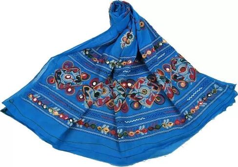 وشاح نسائي من Trend Rajasthani مصنوع من القطن بمرآة Sippi Work Phulkari Dupatta، وشاح Dupatta مطرز من Kutch للنساء in Saudi Arabia
