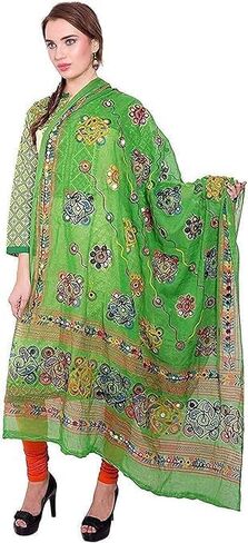 وشاح نسائي من Trend Rajasthani مصنوع من القطن بمرآة Sippi Work Phulkari Dupatta، وشاح Dupatta مطرز من Kutch للنساء in Saudi Arabia