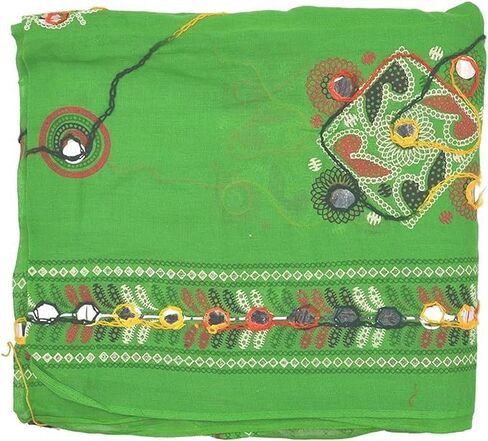 وشاح نسائي من Trend Rajasthani مصنوع من القطن بمرآة Sippi Work Phulkari Dupatta، وشاح Dupatta مطرز من Kutch للنساء in Saudi Arabia