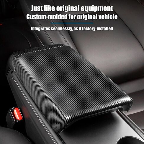 Center Console Armrest Cover Compatible with Model Y 2020-2024 Bright Carbon Fiber Automotive Interior Accessories in Saudi Arabia