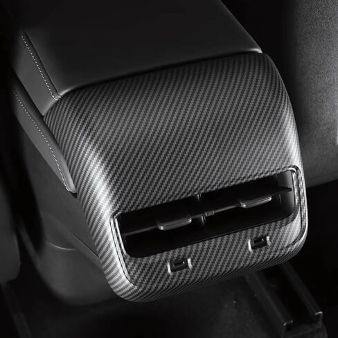 Center Console Armrest Cover Compatible with Model Y 2020-2024 Bright Carbon Fiber Automotive Interior Accessories in Saudi Arabia