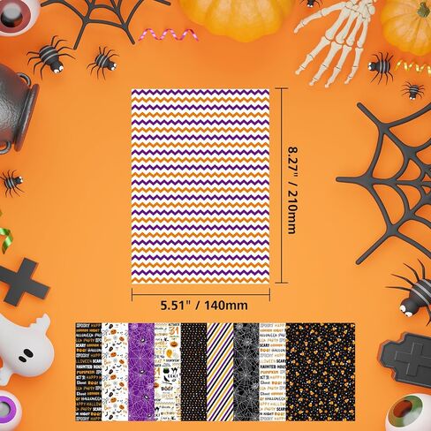 Morcheiong 100 Sheets Halloween Pattern Paper Set Holiday Craft Paper for Card Making Scrapbook Decor, 10 Designs (Orange, 5.5 X 8.27 Inches) in Kuwait