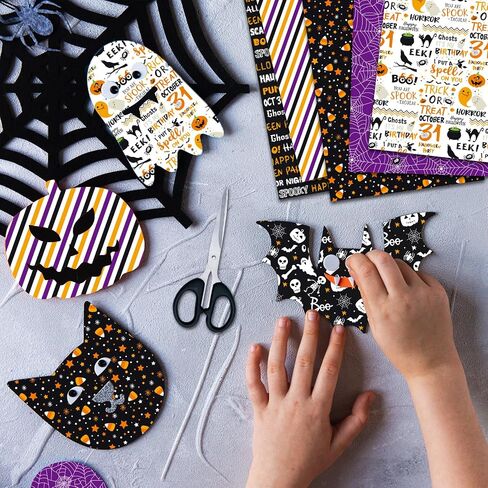 Morcheiong 100 Sheets Halloween Pattern Paper Set Holiday Craft Paper for Card Making Scrapbook Decor, 10 Designs (Orange, 5.5 X 8.27 Inches) in Kuwait