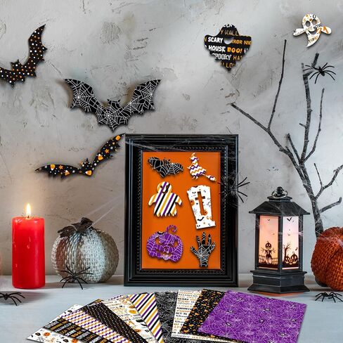 Morcheiong 100 Sheets Halloween Pattern Paper Set Holiday Craft Paper for Card Making Scrapbook Decor, 10 Designs (Orange, 5.5 X 8.27 Inches) in Kuwait