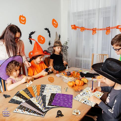 Morcheiong 100 Sheets Halloween Pattern Paper Set Holiday Craft Paper for Card Making Scrapbook Decor, 10 Designs (Orange, 5.5 X 8.27 Inches) in Kuwait