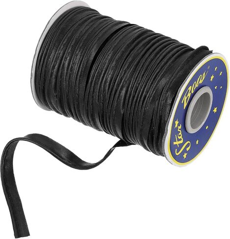 uxcell 55 Yards Polyester Satin Bias Trim, 0.4 Inch Piping Trim Double Fold Piping Bias for Sewing Trimming DIY Crafting, Black in Saudi Arabia