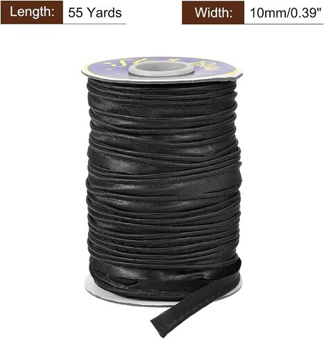 uxcell 55 Yards Polyester Satin Bias Trim, 0.4 Inch Piping Trim Double Fold Piping Bias for Sewing Trimming DIY Crafting, Black in Saudi Arabia