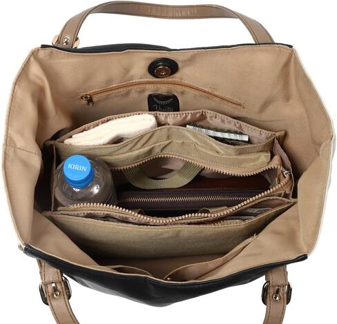 Premium Purse Organizer Insert for Tote and Handbags - Multi-Pocket Bag Organizer for Daily Essentials, Collapsible & Compact, Lightweight & Durable (Beige) in Saudi Arabia