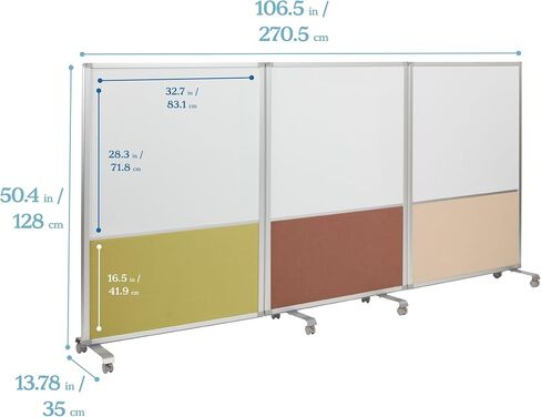 ECR4Kids Mobile Dry-Erase and Flannel Split Room Divider, 3-Panel, School Supplies, Contemporary in Saudi Arabia