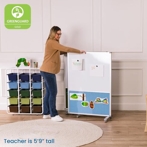ECR4Kids Mobile Dry-Erase and Flannel Split Room Divider, 3-Panel, School Supplies, Contemporary in Saudi Arabia