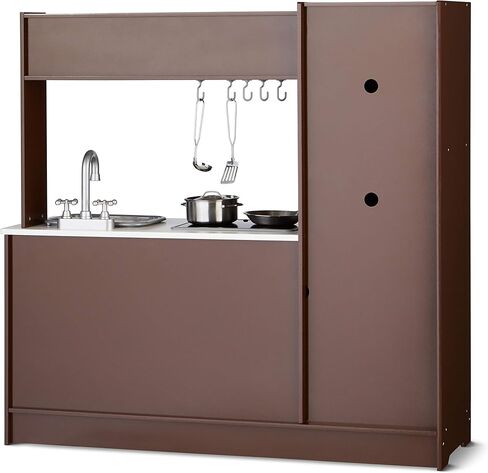 مجموعة ألعاب مطبخ خشبية منتصبة للأطفال من أمازون بيسكس مع موقد وفرن وحوض وثلاجة وإكسسوارات، للأطفال الصغار ومرحلة ما قبل المدرسة والأطفال بعمر 3 سنوات فما فوق، باللون الأبيض والرمادي، 99 سم ​​طولًا × 11.8 سم عرضًا × 99 سم ​​ارتفاعًا. in Kuwait