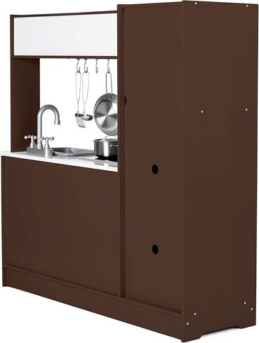 مجموعة ألعاب مطبخ خشبية منتصبة للأطفال من أمازون بيسكس مع موقد وفرن وحوض وثلاجة وإكسسوارات، للأطفال الصغار ومرحلة ما قبل المدرسة والأطفال بعمر 3 سنوات فما فوق، باللون الأبيض والرمادي، 99 سم ​​طولًا × 11.8 سم عرضًا × 99 سم ​​ارتفاعًا. in Kuwait