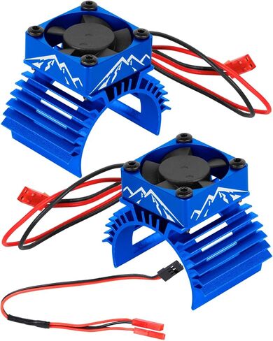 RC Alloy Aluminium 30MM 28000RPM Brushless Motor Heat Sink w/ 4.8-8.4V Cooling Fan Upgrades Part for 1/8 1/10 RC Car 540 550 F540 3650 3660 Motor,2pcs,Black in Kuwait