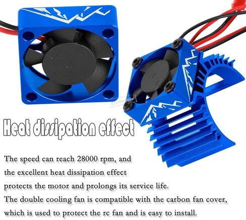RC Alloy Aluminium 30MM 28000RPM Brushless Motor Heat Sink w/ 4.8-8.4V Cooling Fan Upgrades Part for 1/8 1/10 RC Car 540 550 F540 3650 3660 Motor,2pcs,Black in Kuwait
