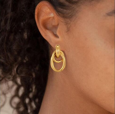 2 Pairs Chunky Gold Knot Earrings for Women Statement Geometric Drop Dangle Earrings Gold Twisted Earrings Jewelry in Saudi Arabia