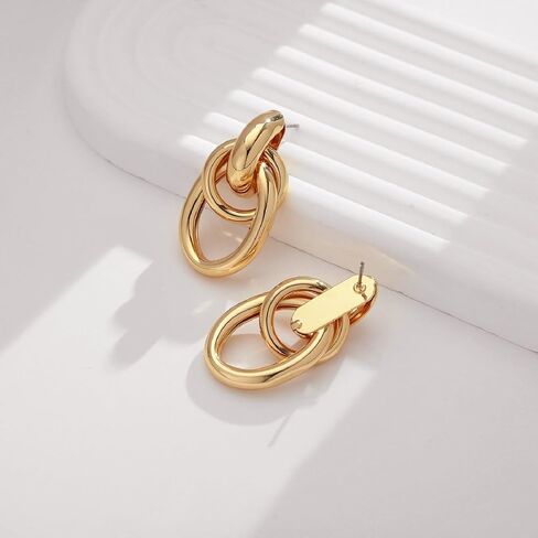 2 Pairs Chunky Gold Knot Earrings for Women Statement Geometric Drop Dangle Earrings Gold Twisted Earrings Jewelry in Saudi Arabia