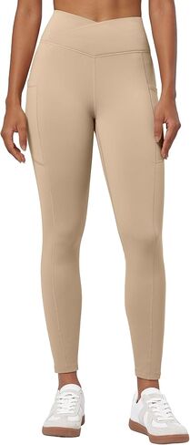 Willit Women's Fleece Lined Leggings Thermal Winter Pants Warm Yoga Running Tights High Waisted with Pockets V-Cross in Kuwait