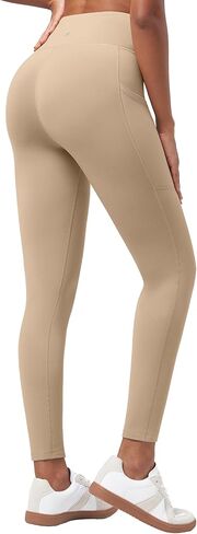 Willit Women's Fleece Lined Leggings Thermal Winter Pants Warm Yoga Running Tights High Waisted with Pockets V-Cross in Kuwait