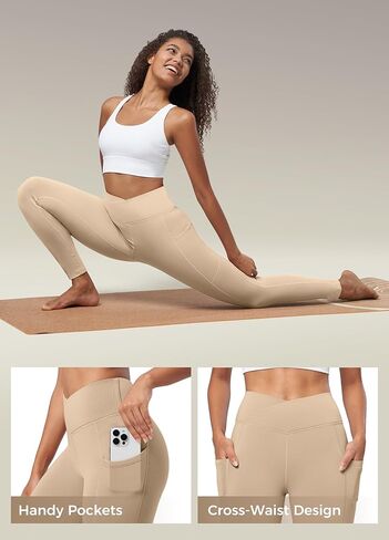 Willit Women's Fleece Lined Leggings Thermal Winter Pants Warm Yoga Running Tights High Waisted with Pockets V-Cross in Kuwait