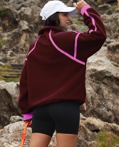 LAMISSCHE Half Zip Sweatshirt Women Oversized Sherpa Jacket V Neck Fleece Pullover Hoodie with Pockets in Kuwait