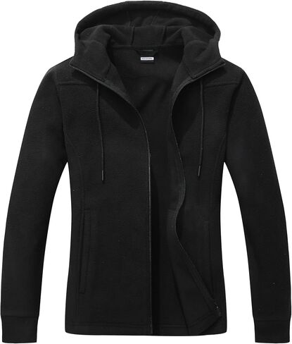 MOERDENG Women's Lightweight Full Zip Soft Polar Fleece Jacket Outdoor Recreation Coat Hooded Hiking Jacket in Kuwait