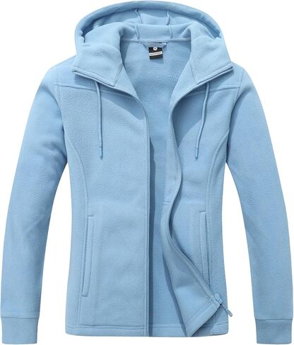 MOERDENG Women's Lightweight Full Zip Soft Polar Fleece Jacket Outdoor Recreation Coat Hooded Hiking Jacket in Kuwait