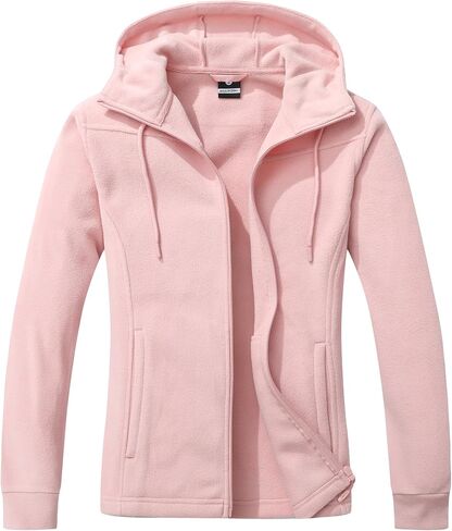 MOERDENG Women's Lightweight Full Zip Soft Polar Fleece Jacket Outdoor Recreation Coat Hooded Hiking Jacket in Kuwait