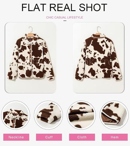 Dokotoo Women Fleece Jacket Casual Long Sleeve Sherpa Button Down Jackets for Women Printed Warm Coats With Pockets in Saudi Arabia