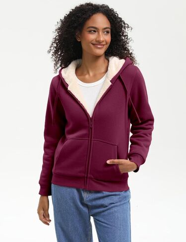 Women's Fleece Lined Zip Up Hoodie Jacket Cozy Warm Sweatshirt Coat(No Pilling,No Fade for Long-Lasting Wear) in Kuwait