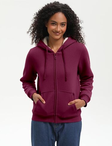 Women's Fleece Lined Zip Up Hoodie Jacket Cozy Warm Sweatshirt Coat(No Pilling,No Fade for Long-Lasting Wear) in Kuwait