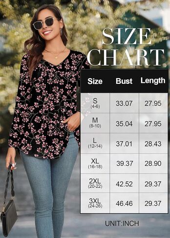 LAOLASI Womens Long Sleeve Tunic Tops V Neck Casual Dressy T Shirts Loose Fit Wear with Leggings Blouses Fall Tops for Women in Saudi Arabia
