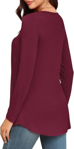 LAOLASI Womens Long Sleeve Tunic Tops V Neck Casual Dressy T Shirts Loose Fit Wear with Leggings Blouses Fall Tops for Women in Kuwait