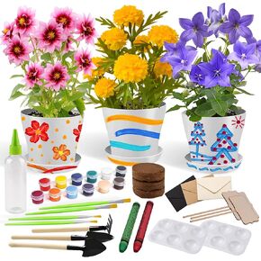 Paint & Plant Children’s Gardening Kit for Girls Boys Toys Garden Flower Gardening Gift for Kids Flower Pots Seeds Art Craft Grow Garden Planting Set for Kids Age 4 5 6 7 8 9 10 11 12 13 14 Years Old
